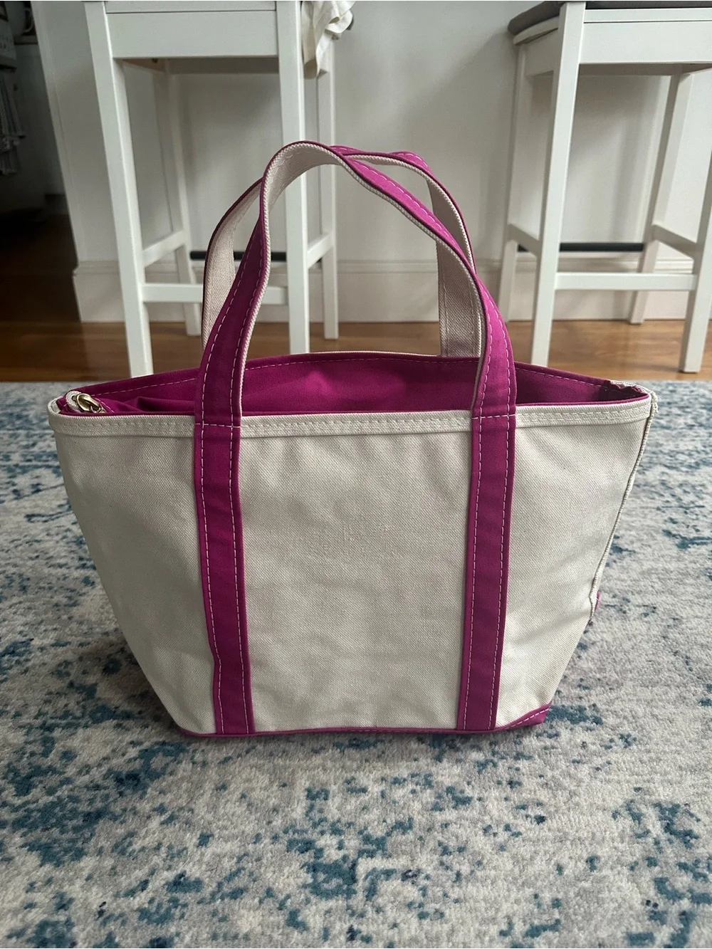 L.L. Bean Boat And Tote Canvas Bag 90's With Zipper vintage pink purple mauve